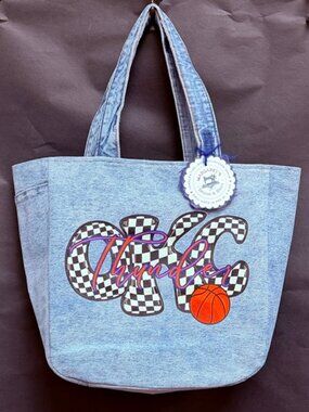 OKC Basketball Denim Tote Bag